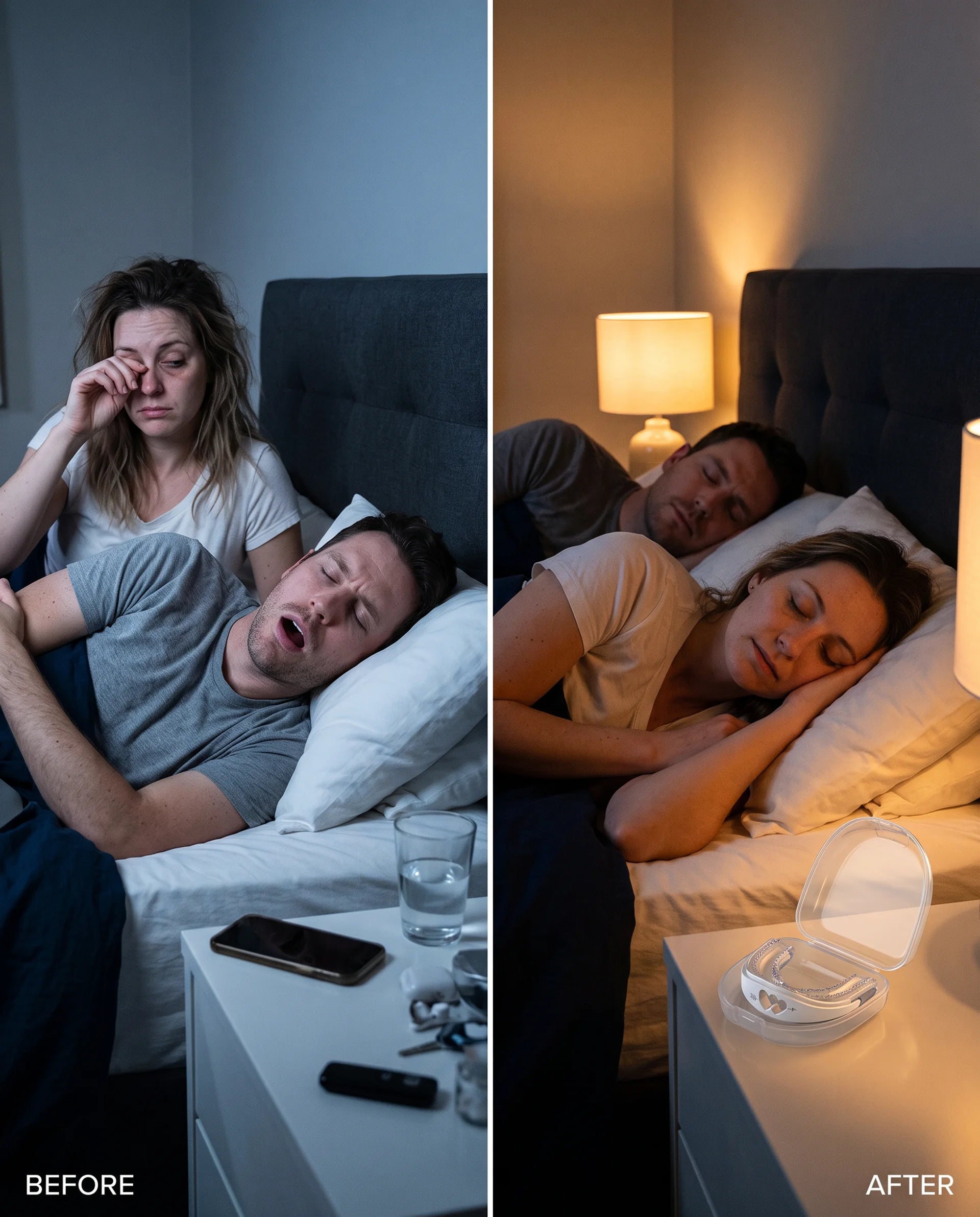 Customer holding her Duskbite night guard at home